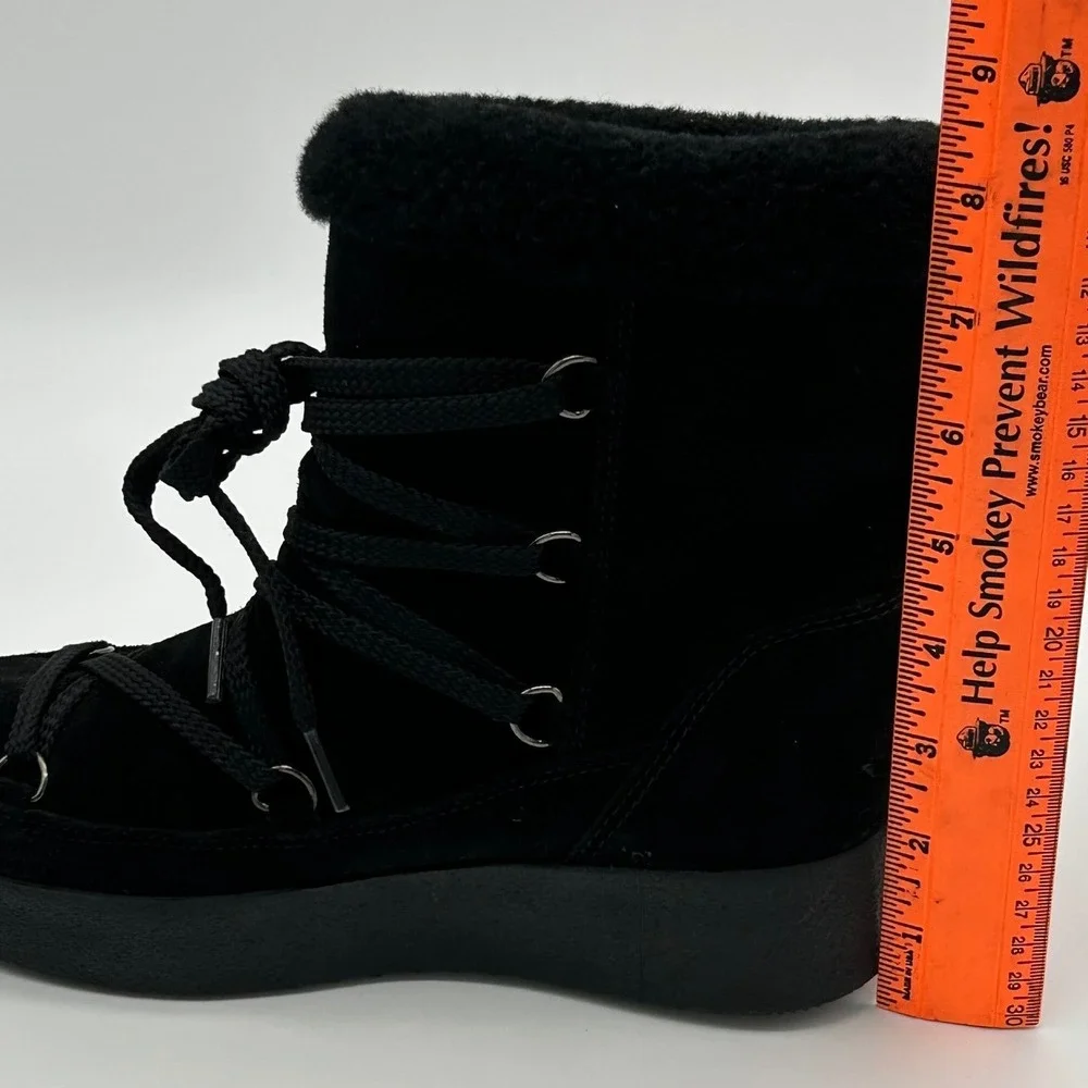 La Canadienne Size 36 US 5.5 Black Suede Shearling Platform Boots NEW Emery $395
